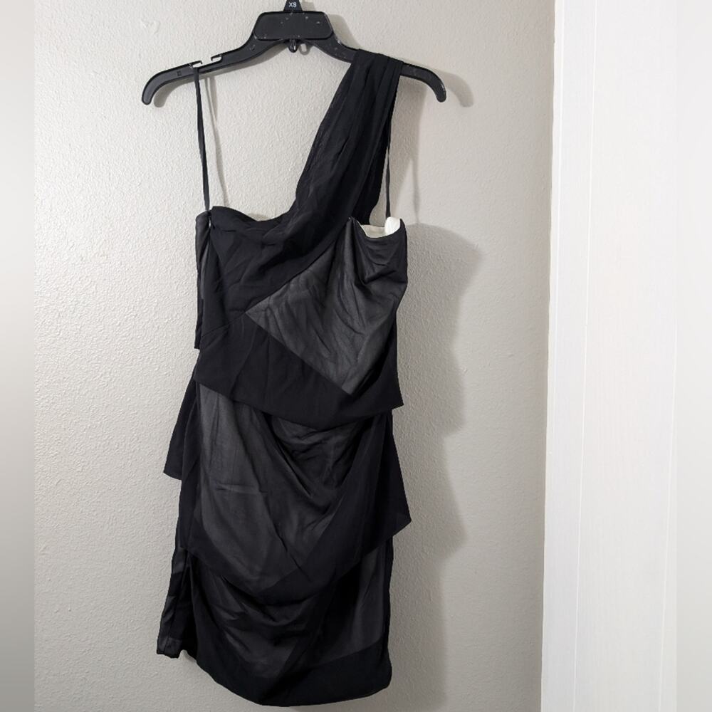 Rag & Bone Black One-Shoulder Bodycon Dress Silk